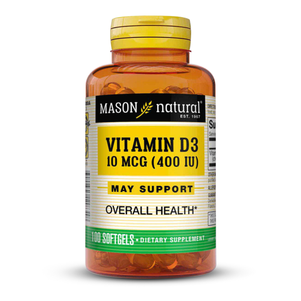 Mason Natural Vitamina D3 400 Ui 10 Mcg X 100 Softgels